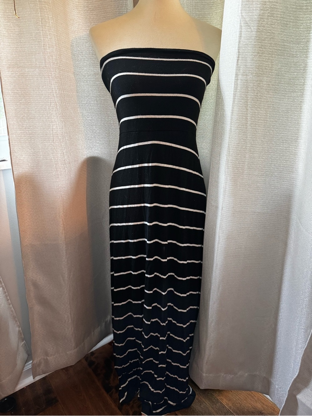 Black and White Strapless Maxi Dress